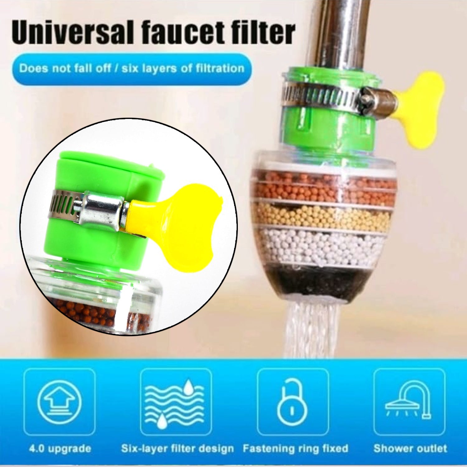 9092 Water Faucet, Clean Purifier Filter Cartridge Water Tap, Upgrade Universal Interface Faucet Filter (Six Layer Purifier) DeoDap 9092 Water Faucet, Clean Purifier Filter Cartridge Water Tap, Upgrade Universal Interface Faucet Filter (Six Layer Purifier) DeoDap